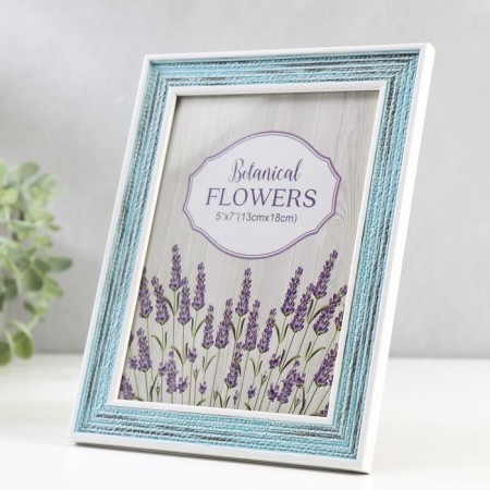 Photo frame plastic 13x18 cm "Weaving" blue-blue with white stroke 21.5x16.5 cm-1