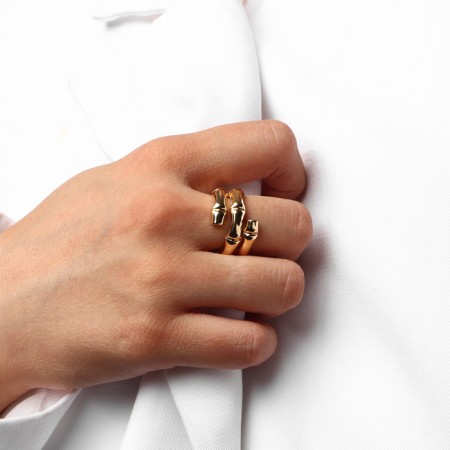 Ring metal "Trend" bamboo, color gold, size 16-3