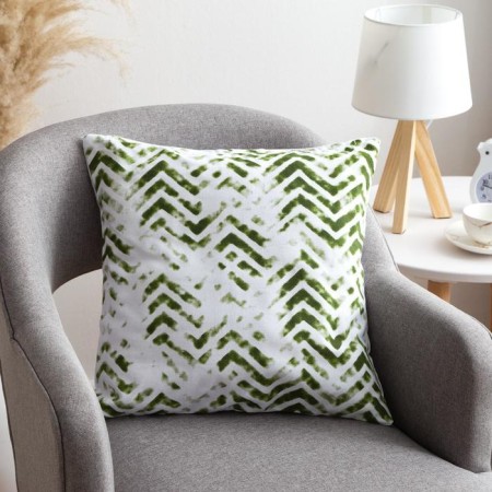 Decorative pillowcase 40x40 cm, Zigzags Green, 100% cotton-3