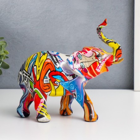 Polystone souvenir "Elephant, painted graffiti" 20x8.5x24 cm-3