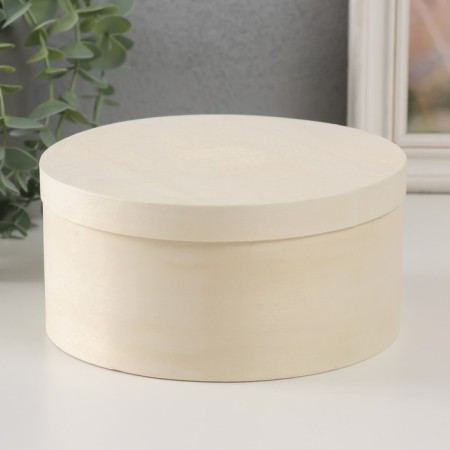 Casket wood under painting Round "thin sheet" 16.5x16.5x7.8 cm