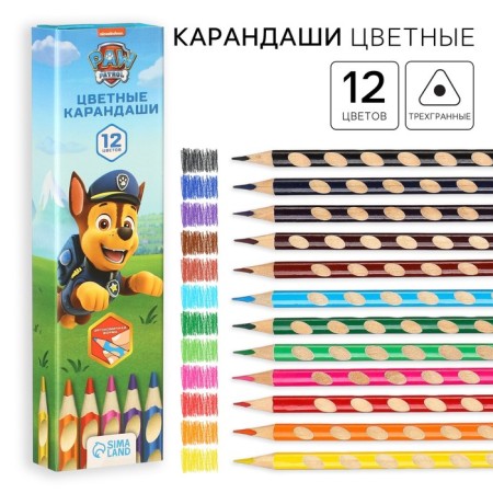 Colored pencils, 12 colors, trihedral, puppy patrol