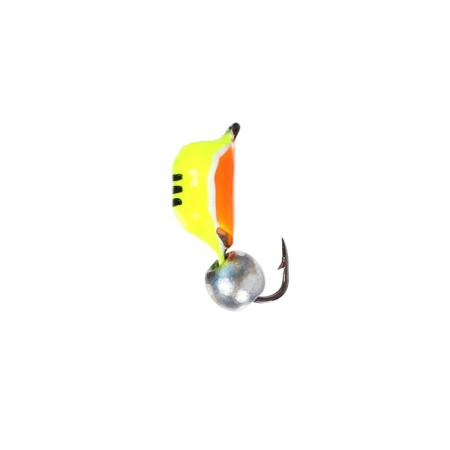 Mormyshka beetle lime, black strip, orange abdomen + ball silver gasoline, weight 1.4 g-1