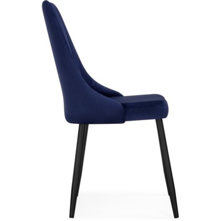 Chair on a metal frame Metal/velor, black/blue 49x60x95 cm-2
