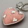 Soft toy "Volumetric Heart" with rhinestones, on a key fob, 7 cm, pink color