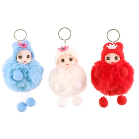 Soft toy "Winter doll" on a key fob, 16 cm, color mix-7