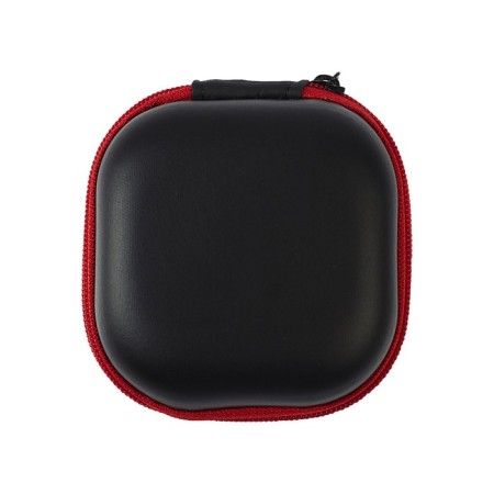 Headphone case, square, mat. top: eco -leather, 80x80x30 mm, black-5