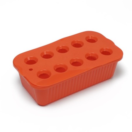 Box for growing green onions, 29 × 16 × 8.5 cm, 2.5 l, 10 holes, orange, Greengo-1