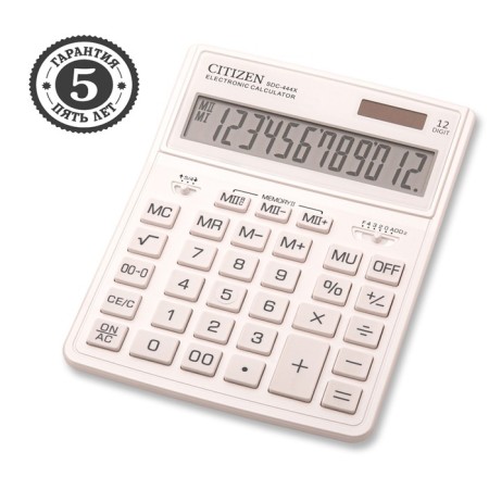 CITIZEN CITIZEN CALCAL "SDC-444XRWHE", 12-bit, 155 x 204 x 33 mm, double power, white