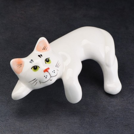 Porcelain figurine "Cat Vaska White", 17 cm-1