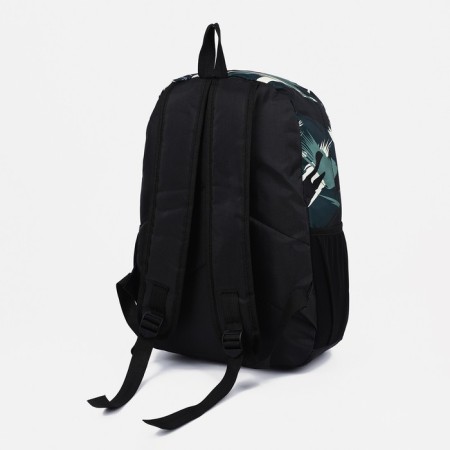 A backpack with a zipper, 3 outer pockets, green color-3