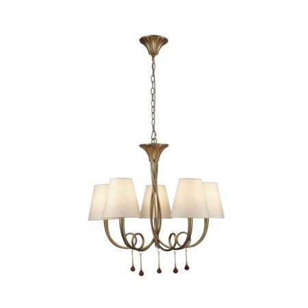 Suspended chandelier Mantra Paola, E14, 5x20W, 532 mm, matte gold color