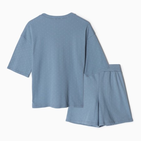 Homemade female set (T -shirt/shorts), blue color, size 46-6