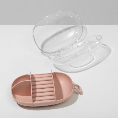 Steam for jewelry "Portable box" 3 cells, 7 stripes, 15 × 8 × 5 cm, pink color-4
