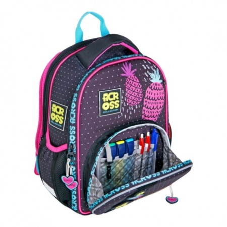 Frame backpack 37 x 28 x 12 cm, Across 194, filling: bag, pencil case, violet ACR22-194-10-4