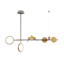 The chandelier on the rod is Arte Lamp Toliman A2613SP-4BK, LED, 54 W, 20x120x100 cm, 2700 lm, black, golden
