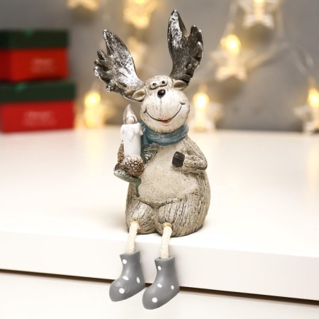Souvenir Polystone Light "Losik with silver horns with a candle" MIX 15.5x7x8.7 cm-1
