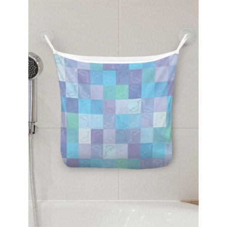 Organizer in a bath on suction cups “Squares with dolphins”, for storing toys and trifles, size 33x39 cm