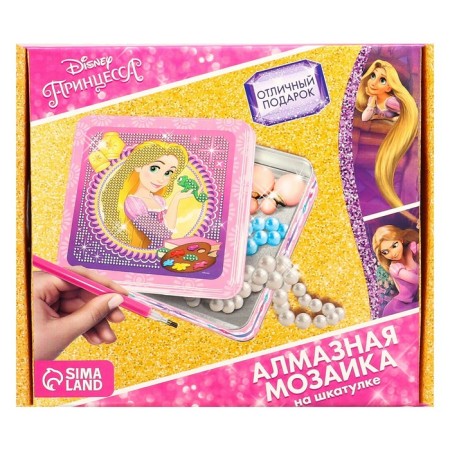 Diamond mosaic on a box, 14x14 cm, princesses-7