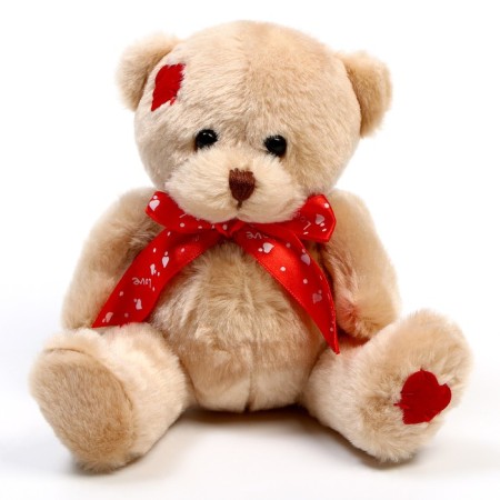 Soft toy "Bear", with a red bow, 16 cm, brown color-4