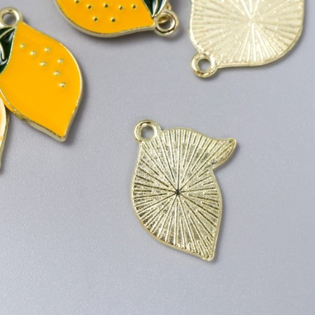 Decor for creativity metal, enamel "lemon" yellow 2x1.8 cm-1