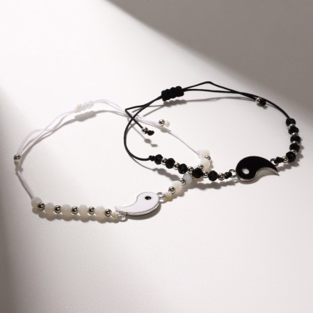 Bracelets "Demetrons" yin-yang, shine, black and white color, 7cm-1