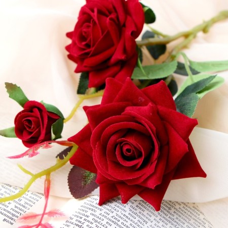 Artificial flowers "roses with spikes" 40 cm D-7 cm, red-1