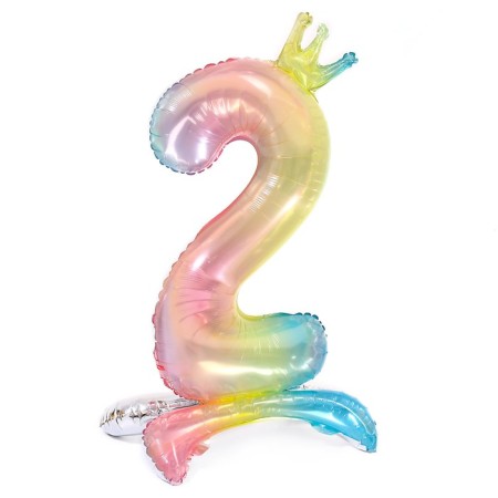 Foil ball 32 "Number 2 with the crown", gradient, on the stand-1