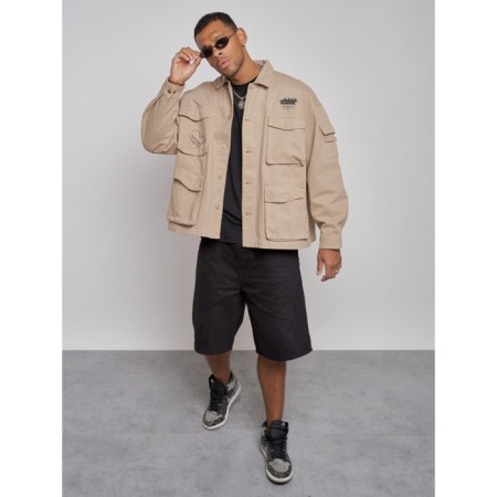 Jeaning jacket men's, size 56, beige color-6