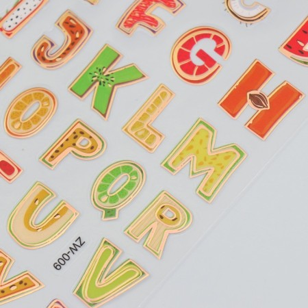 Plastic sticker "English alphabet" with gold mix 10.2x20.5 cm-2