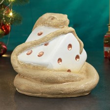 Копилка "Змея с кубиком" бежевая, 17х16х16см