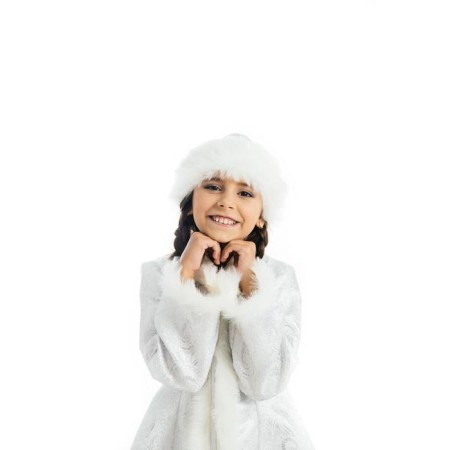 Children's carnival costume "Snow Maiden", white brocade, fur coat, hat, p. 34, height 134 cm-3