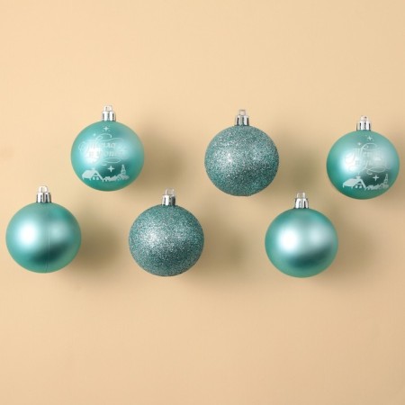 New Year's Christmas Balls “Conde and Cozy!”, For New Year, plastic, d = 6, 6 pcs., Blue color with white-2
