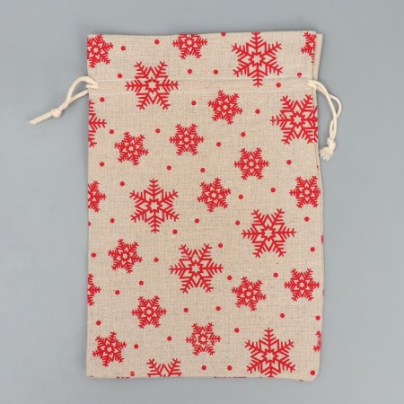 Bag Gift canvas “I give all my heart”, snowflakes, canvas, 16 x 24 cm +/- 1.5 cm, New Year-5