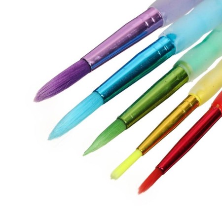 A set of brushes nylon 5 pieces, round, with colored handles, with rubber holders-1