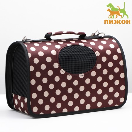Bag - carrying for animals "peas", brown, size S, 37.5 x 17 x 22 cm