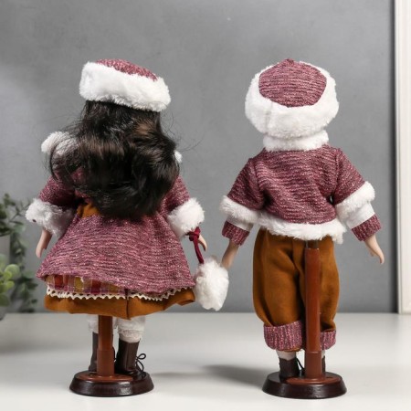 Doll Collectible couple set 2 pcs "Nick and Pasha in outfits with fur" 30 cm-3