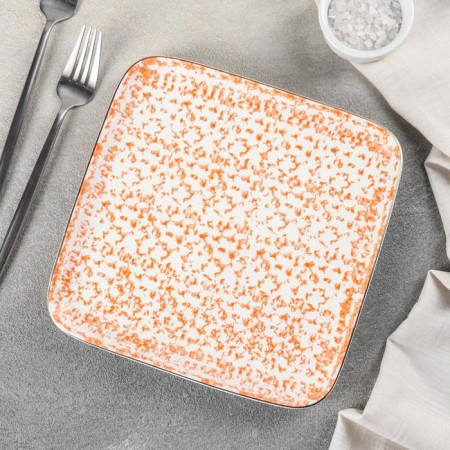 Ceramic square “Moroccan” plate, D = 21.5 cm, Orange color