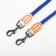 A leash of 8 mm with a pack for 2 dogs, 73 + 2x57 cm, polyester and genuine leather, blue
