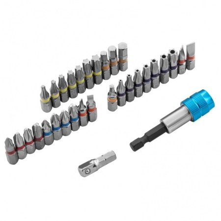Gross 11363 bit set, magnetic adapter, S2 steel, plastic case, 32 items