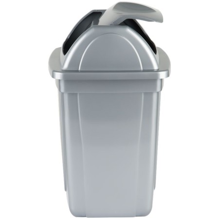 Basket for papers, 12 liters, solid with a rotating lid, gray metallic-1