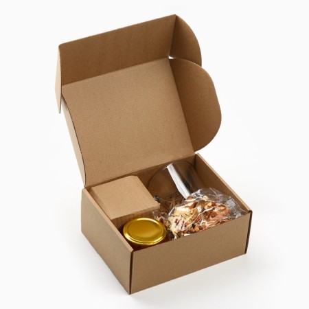 Gift set: spices for mulled wine, glass, cream honey "New Year will give happiness"-5