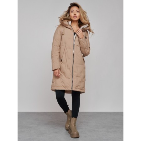 Coat insulated winter female, size 50, beige color-7