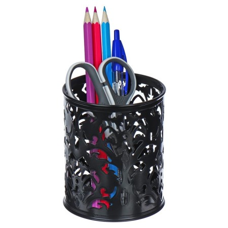 A glass for pens, round, "pattern", black-1