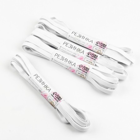 Knitted elastic bands, 8 mm, 4.5 m, 4 pcs, white color