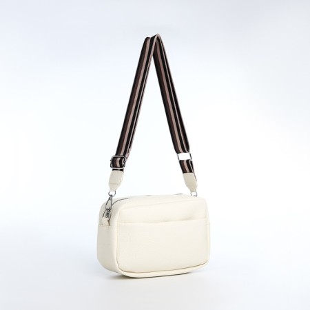Bag Cross-Bodi with a zipper, white color-4