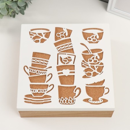 Casket tree with divisions "Collection of cups" 23.3x23.3x8 cm-3