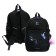 Youth backpack, 40 x 28 x 18 cm, ergonomic back, stavia "cat with a butterfly", black