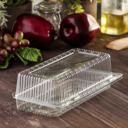 The plastic disposable plastic container with the insoluble lid pr-K-19V "A", 300 ml, 21.7 × 11.7 × 6.9 cm, internal 19.3 × 8 × 6.2 cm-1