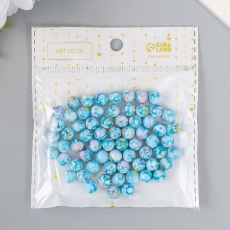 Beads for creativity plastic "Marble. Blue" d = 0.8 cm set 20 grams-3